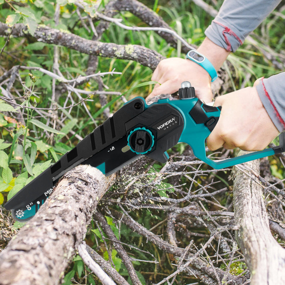 YOFIDRA 8 Inch Cordless Electric Chainsaw with Digital Display Compatible with Makita 18-21V Battery