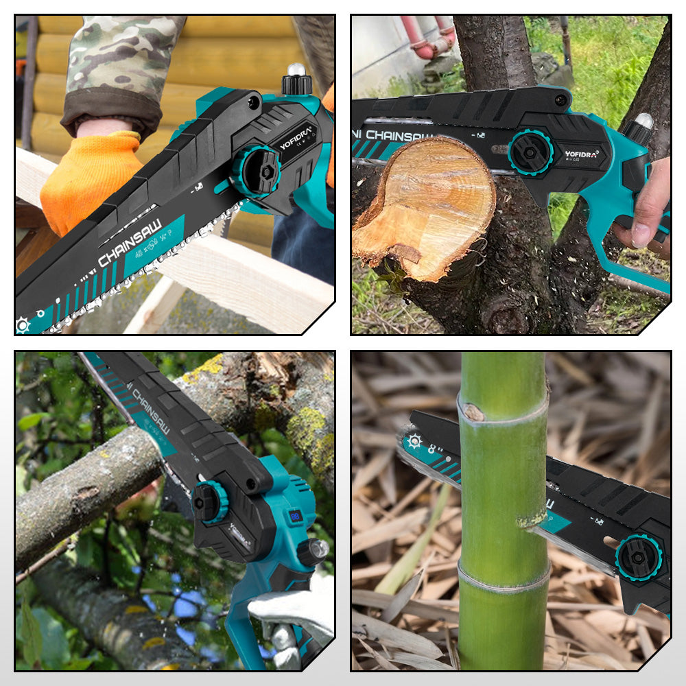 YOFIDRA 8 Inch Cordless Electric Chainsaw with Digital Display Compatible with Makita 18-21V Battery