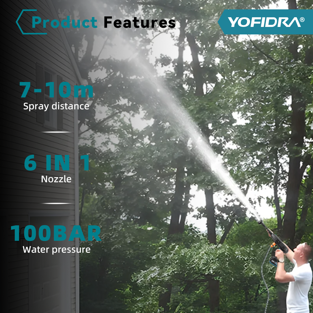 YOFIDRA High Pressure Water Gun Kit with 22L Foldable Bucket - Compatible with Makita 18V Batteries