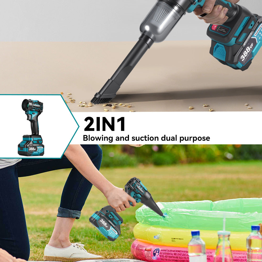 YOFIDRA Brushless 2-in-1 Cordless High-Speed Turbo Blower & Vacuum - Compatible with Makita 18-21V Battery