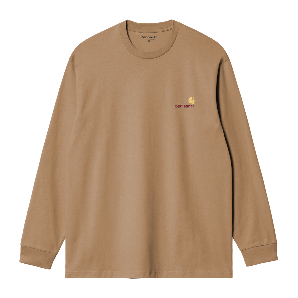 Carhartt WIP L/S American Script T-Shirt - Peanut